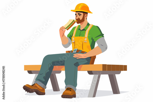 Construction worker eating sandwich during a break st c28aeb46-dd17-4586-86f9-52fa45060bf3 work isolated