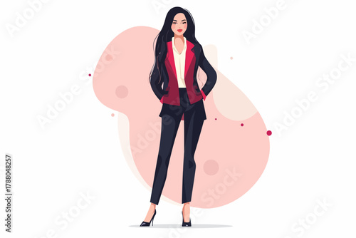 eccentric woman in business suit editorial isolated