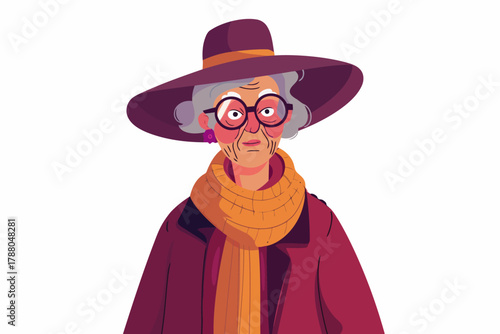 eccentric old woman enjoy isolated