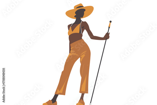 woman with cane aged isolated