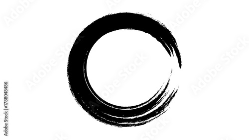 artistic ink round brush stroke japanese zen minimal enso circle texture vector abstract background.