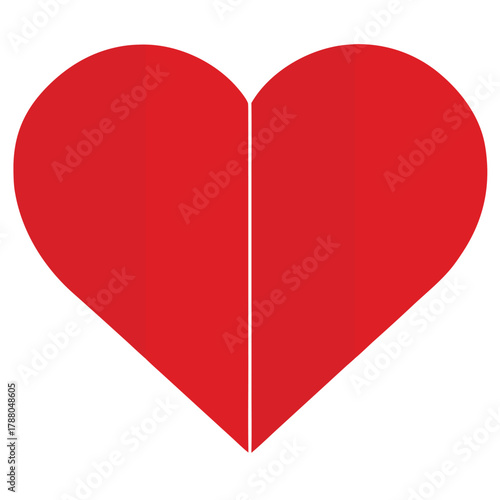 A red heart divided in two halves isolated on white background, symbolizing love and connection