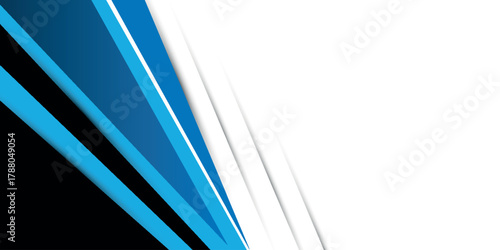 Abstract background with overlapping blue and black geometric layers. Simple and modern background concept for advertisements, posters, templates, business presentations. Vector illustration.