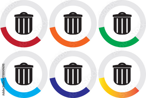 Trash icon in line design. editable stroke icon.  recycle, delete, remove, icon, symbol, set, collection, closed, open, lid, handle, design, graphic, clean, disposal, rubbish, refuse, sanitary, hygien