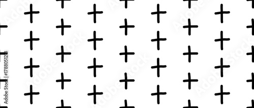 Simple plus pattern. Medical black and white seamless pattern