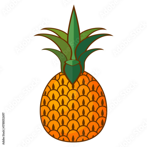 Fresh pineapple fruit illustration, summer pineapple fruit theme. Summer design for holiday promotion and printed on clothing.