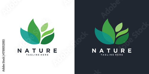 Green nature leaf logo design