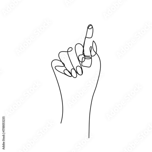 Minimalist line art hand holding lipstick. Vector illustration for beauty, fashion, makeup, cosmetics, skincare, self-care, glamour projects.