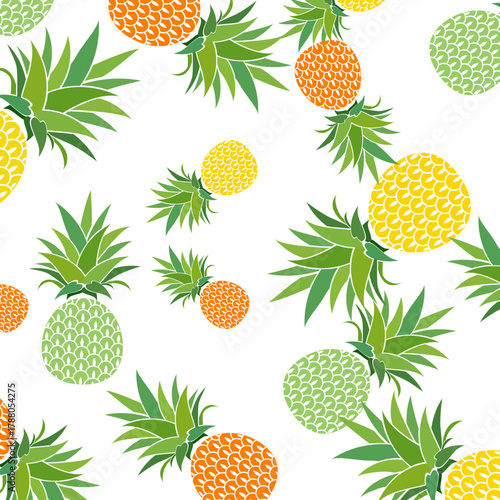 Fresh pineapple fruit pattern background, summer pineapple fruit theme. Summer design for holiday promotion and printed on clothing.