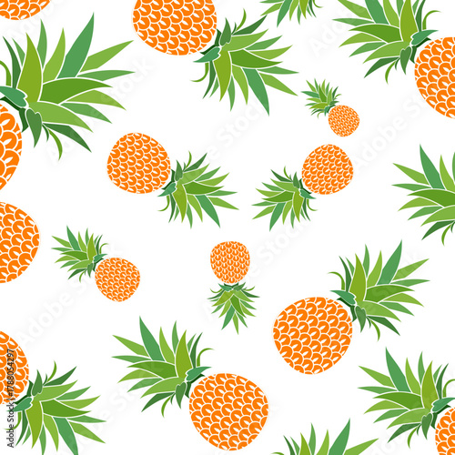 Fresh pineapple fruit pattern background, summer pineapple fruit theme. Summer design for holiday promotion and printed on clothing.