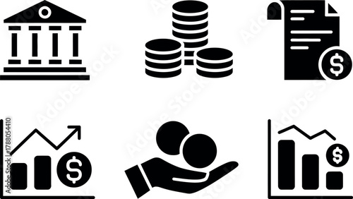 Financial investment and banking icon set isolated