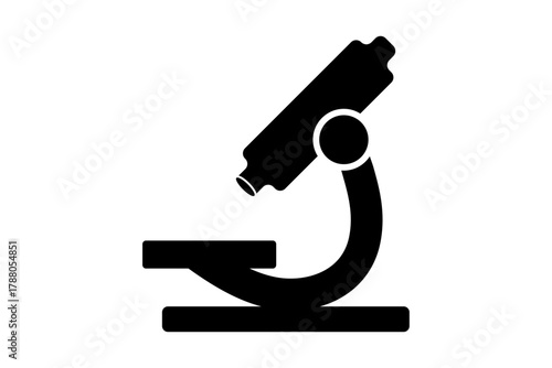  simple black lab microscope silhouette medical science research icon design.