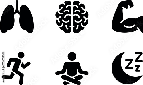 Icons representing healthy lifestyle