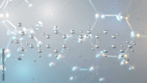 pioglitazone molecular structure, 3d model molecule, anti-diabetic medication structural chemical formula view from a microscope
