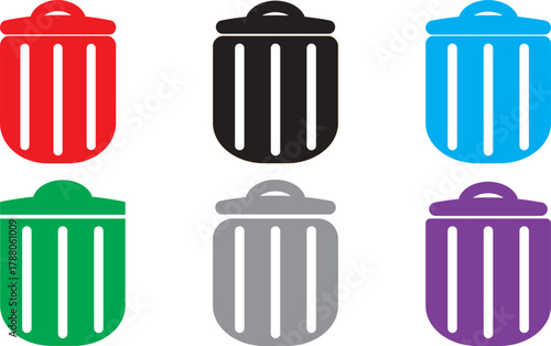 Trash icon in line design. editable stroke icon.  recycle, delete, remove, icon, symbol, set, collection, closed, open, lid, handle, design, graphic, clean, disposal, rubbish, refuse, sanitary, hygien