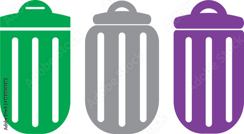 Trash icon in line design. editable stroke icon.  recycle, delete, remove, icon, symbol, set, collection, closed, open, lid, handle, design, graphic, clean, disposal, rubbish, refuse, sanitary, hygien