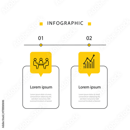Vector infographic template 2 step. 