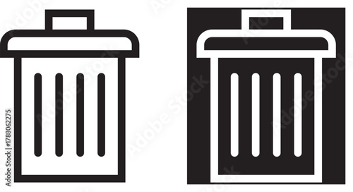 Trash icon in line design. editable stroke icon.  recycle, delete, remove, icon, symbol, set, collection, closed, open, lid, handle, design, graphic, clean, disposal, rubbish, refuse, sanitary, hygien