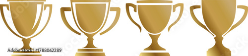 Foto Gold trophy cup set, modern flat art illustration vector, winner award, champion