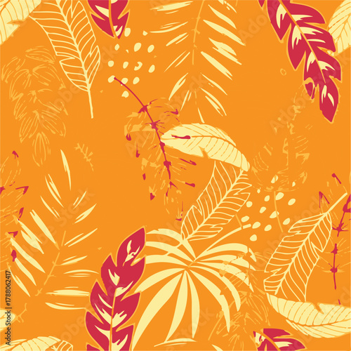 Floral seamless pattern with big flowers and Vector illustration.seamless floral watercolor pattern with garden pink, flowers roses, leaves, branches. Botanic tile, background.