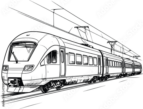 Modern Bullet Train Sketch