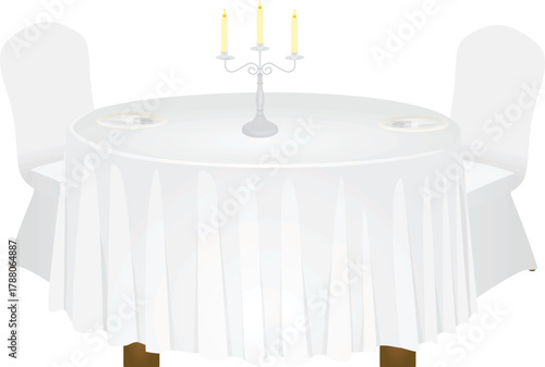 Satin dining table. vector illustration
