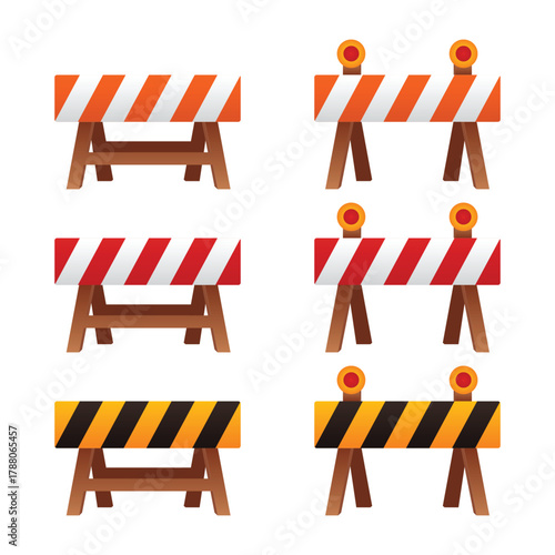 Construction Road Barrier Vector Illustration