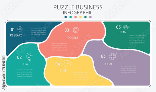 Infographic template. Puzzle business infographic template 6 choice. infographic element layout template with puzzle concept design.