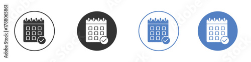 Calendar check icon pictogram set. Vector icon designs