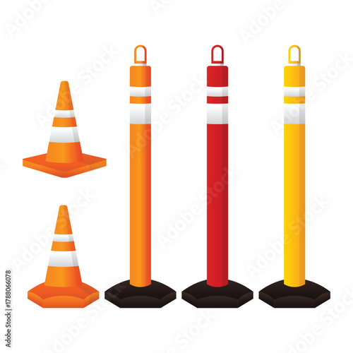 Orange Traffic Safety Cone Vector Illustration