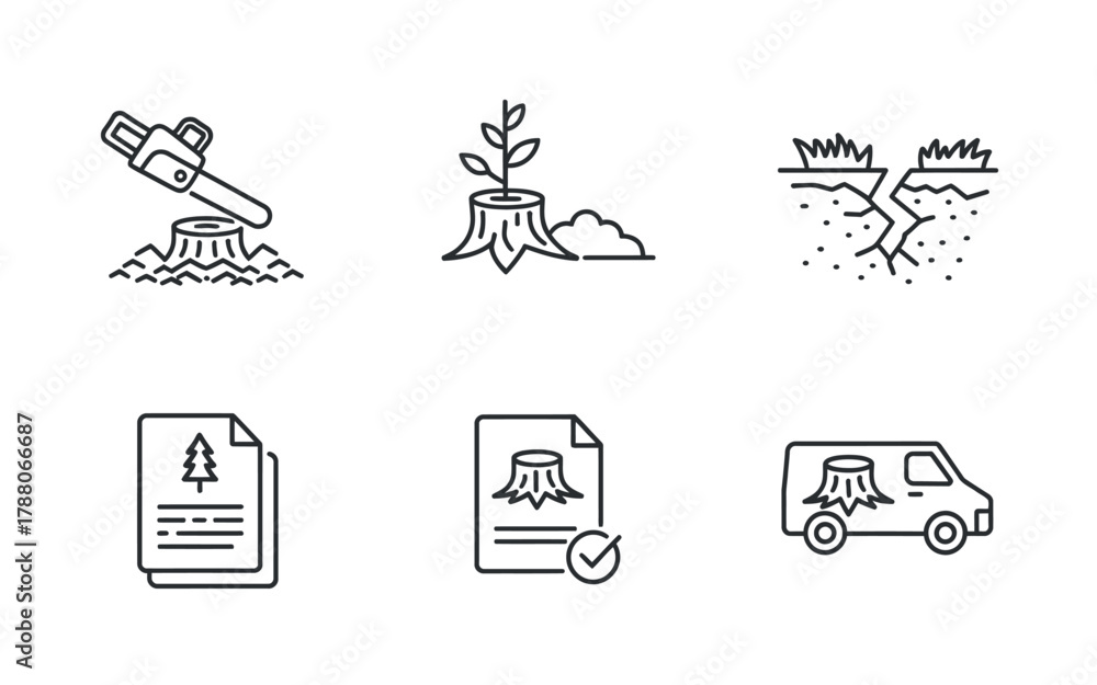 Fototapeta premium Tree stump icon set
