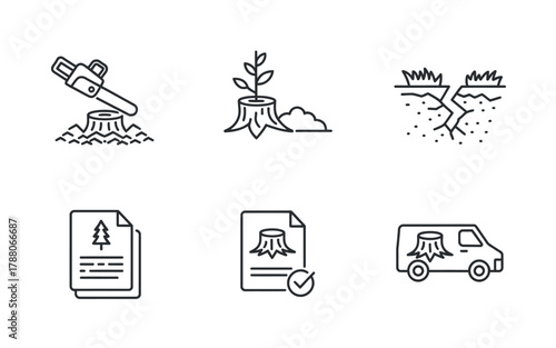 Tree stump icon set