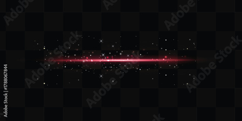 Radiant red laser beam with neon light streak and isolated flashe. Light, red, line, flare, effect elegant. Glow light effect, Starburst with sparkles, Red glowing lights effects