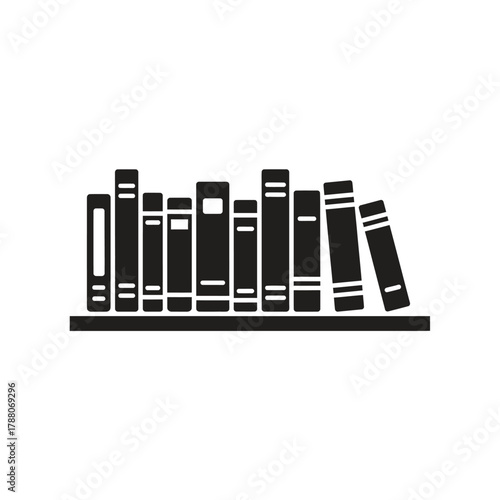 Bookshelf with a row of books icon representing a library and an education for a knowledge and a literature reading