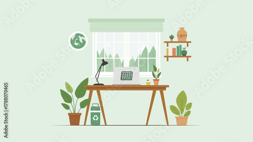 Minimalist eco home office vector illustration