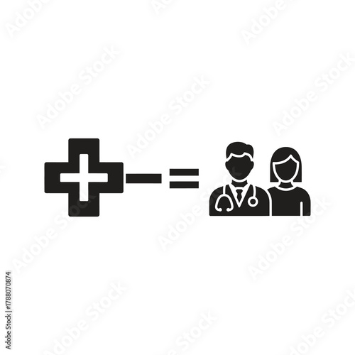 Social distancing icon with two people and an arrow representing a safe distance for a virus and a pandemic prevention