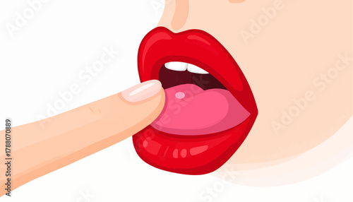 finger pointing at the tongue from the side