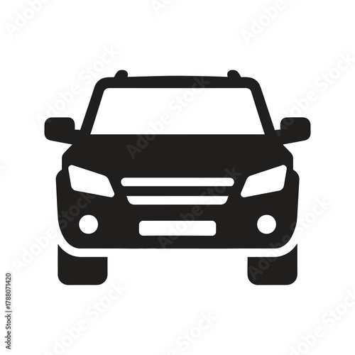 Car front view icon representing an automobile and a vehicle for a transportation and a travel with a modern design