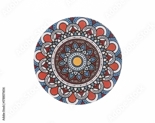 Decorative circle with abstract ornamental pattern isolated on white background