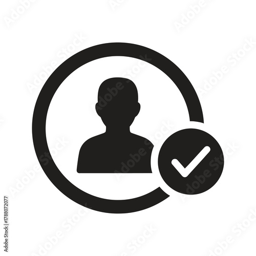 User login icon in a circle representing a personal account and a profile for a member and a secure access