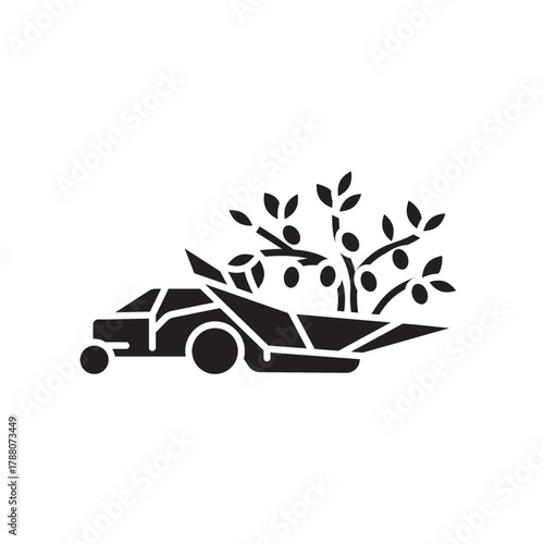 olive harvesting color flat icon.