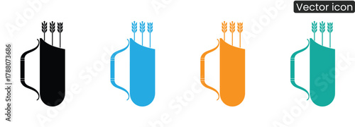 Bold quiver icons with arrows in vibrant colors represent readiness and precision for any adventure, ideal for modern design projects.