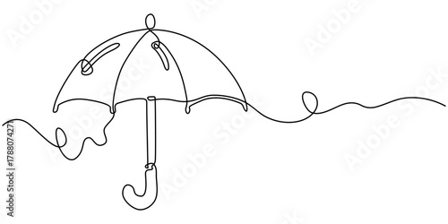 umbrella continuous one line drawing, minimalist vector  design, Simple outline Drawing of a umbrella illustration. 