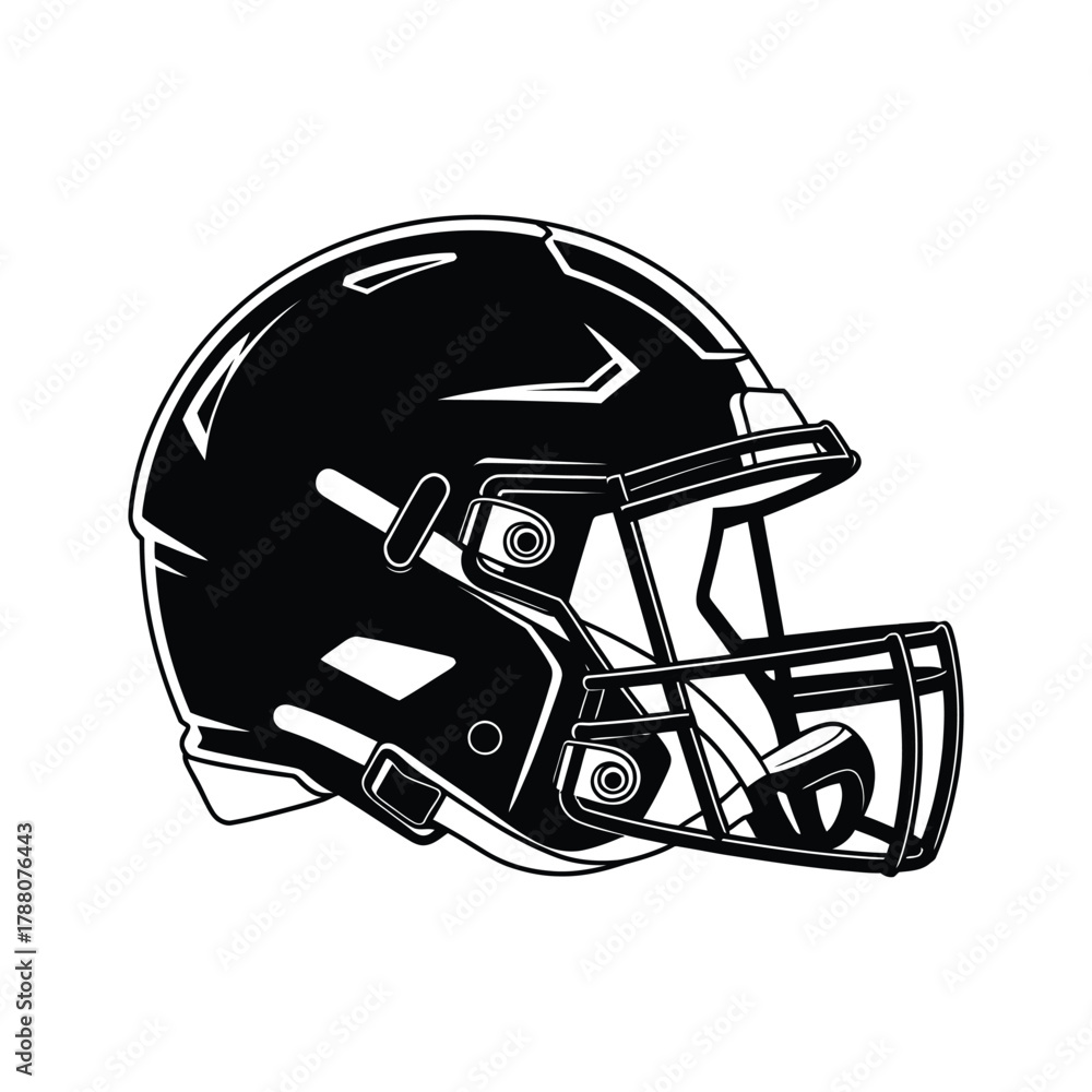 Fototapeta premium American Football Helmet Black and White Illustration Vector Graphic Design