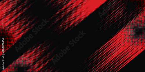 Halftone dots red and blue color pattern gradient grunge texture background. Dot pop art comic sport style, vector illustration.
