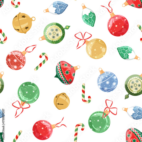 Christmas balls on a white background. For decorating textiles and packaging.