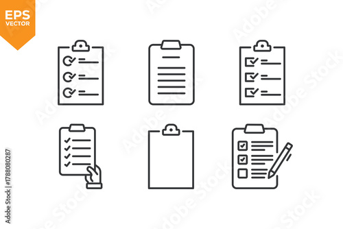 Set of line icons Clipboard. Outline icons collection stock illustration stock illustration