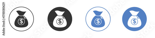Money bag icon pictogram set. Vector icon designs