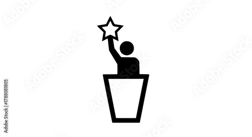 Employee reward black white icon pictogram flat 
