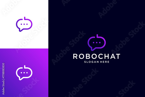Robot logo with chat logo design